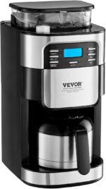 VEVOR Coffee Maker with Grinder, 8 Cup Coffee Machine, Grind and Brew Coffee Maker with 3 Brew Strength Control, 24-Hour Timer for Auto Brew, for Home Office Restaurant - Image 12