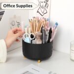 SKYDUE 360 Degree Rotating Desk Organizer, Dual-Purpose Pencil Pen Holder for Desktop, Rotating Desk Pen Organizer with 5 Slots, Office Supplies, Pencil Cup for Office, School, Home - Image 4
