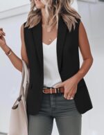 IDEALSANXUN Womens Vest Fashion Dressy Notch Lapel Sleeveless Blazer Suit Jackets Office Work Clothes - Image 3