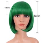 MapofBeauty 12 Inch/30 cm Fashion Lady Short Straight Flat Bangs Bob Wig (Green) - Image 6