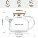 CnGlass Glass Teapot Stovetop Safe,30.4oz Clear Tea pot with Removable Filter Spout,Loose Leaf and Blooming Tea Maker - Image 3