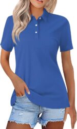 Golf Clothes for Women Short Sleeve Polo Shirts Lightweight Dry Fit Tshirts V Neck Collared Workout Blouses - Image 6
