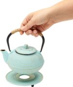 Juvale Cast Iron Teapot with Infuser - Japanese Tea Kettle - Loose Leaf Tetsubin & Trivet (Green, 3 Pcs, 18 oz/500 ml) Cast Iron Kettle - Image 5