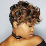 Short Pixie Wigs for Black Women Auburn Pixie Cut Wigs with Bangs Short Curly Wig for Black Women Natural Bowl Cut Wig Synthetic Black and Auburn Wigs for Women 1B/30 Color Pixie Wigs(Ombre Auburn) - Image 2