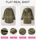 EVALESS Long Jackets for Women Fashion 2025 Winter Coat for Women Business Casual Diamond Quilted Hooded Lightweight Jackets - Image 7
