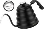 Tea Kettle with Thermometer Pot Black Stovetop Tea Kettle 40oz Gooseneck Kettle Teapot Pour Over Coffee Kettle with Thermometer,1200ml,6 Cup,Black,1Pack - Image 2
