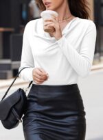 EVALESS Womens Tops Cowl Neck Shirts Long Sleeve Teacher Clothes Office Business Dressy Casual Blouse 2025 Spring Summer - Image 3
