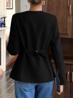 Cicy Bell Womens Business Casual Fitted Blazers Collarless Split Hem Work Office Button Down Suit Jackets - Image 6