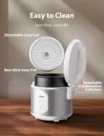 TOSHIBA Rice Cooker & Steamer Simple 5.5 Cup(Uncooked) with Steaming Basket, Removable Non-Stick Inner Pot & Inner Lid, for Soups, Stews, Grains&Oatmeal, One Touch&Keep Warm Function, Silvery White - Image 8