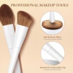 Makeup Brushes With Case 20PCs Professional Makeup Brush Set, Foundation Powder Eyeshadow Brush Set Eyebrow Concealer Contour Travel Brushes Kit with Holder & 2 Powder Puff-White - Image 6