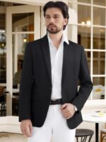 MAGE MALE Men's One Button Suit Jacket Elegant Solid Color Blazers Slim Fit Lightweight Sport Coats Blazer - Image 3
