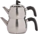 Karaca Belinay Teapot Set Silver Black, 18/10 Stainless Steel, Teapot/Lid (1 lt, 2.20 lb), Tea Kettle (1.6 lt, 3.5 lb), Suitable for Induction - Image 2