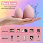 Makeup Sponge Set BS-MALL with Storage Case 7 Pcs for Liquid, Cream, and Powder,SAVE Foundation with 1 Mini Makeup Sponge For Travel Daily Use (A-Pink） - Image 4
