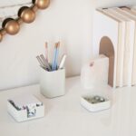 Aesthetic Desk Organizer Set of 3 For Your Office - Sturdy Concrete Desktop Accessories For Women or Men Enhance Any Office Decor - Set incl. Pen Holder, Paperclip Storage and Sticky Note Holder - Image 7