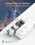 Outlet Extender with Rotating Plug, Mifaso Surge Protector 6 AC Multi Plug Wall Outlets and 3 USB Ports, 1800 Joules, 3-Sided Swivel Power Strip Spaced Splitter for Home, Travel, Dorm Room Essentials - Image 5