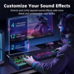 PUPGSIS Gaming Audio Mixer, Audio Interface for PC/Podcast/Streaming, Sound Board with 3.5mm/XLR Mic Input, 48V Phantom Power, Voice Changer, Live Sound Card with DJ Mixer Effects/Bluetooth/4 Channel - Image 5