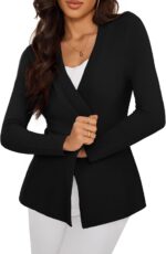 Women's Casual Open Front Sweater Long Sleeve Rib Knit Draped Cardigan - Image 6