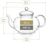 Teabloom Blossoms Glass Teapot – Stovetop and Microwave Safe Borosilicate Glass Teapot with Removable Loose Tea Glass Infuser (32 Oz) - Tea Purist's Choice - Image 5
