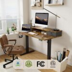 Agilestic 55 x 24 Inches Height Adjustable Electric Standing Desk with 2 Drawers, Stand Up Electric Desk Adjustable Height, Sit Stand Computer Gaming Table with Splice Board, Rustic Brown - Image 6