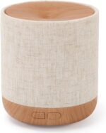 Essential Oil Diffuser 200ml with Fabric Cover and Night Lamp | Ultrasonic Aroma Diffuser | Humidifier w Lights | Room Decor | Small Humidifier for Bedroom | Gift (Light Brown) - Image 2