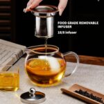 PARACITY Glass Teapot Stovetop 50 OZ/1500ml, Tea pot with Removable 18/8 Stainless Steel Infuser, Borosilicate Clear Tea Kettle, Teapot Blooming and Loose Leaf Tea Maker Tea Brewer for Camping, Travel - Image 3
