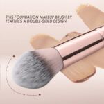 KINGMAS Foundation Makeup Brush, Double-ended Angled/Round Top Contour Brush for Beauty Blending Liquid Powder, Concealer Cream Cosmetics Blush Makeup Brush (Brown) - Image 6