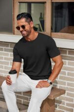 COOFANDY Mens Knit T-Shirts Casual Crewneck Short Sleeve Shirts Summer Tops Basic Pullover Tees - Image 5