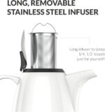 Premium White Ceramic Teapot - Large Teapot with Strainer - 47 oz / 1400 ml - Tea pot with Infuser for Loose Tea - Heat Resistant Handle - Ideal for Gatherings and Tea Party - Image 6