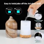 Essential Oil Diffuser Hand Blown Glass Aromatherapy Diffuser - Ultrasonic Cool Mist Scent Aroma Diffuser, Whisper Quiet with Auto Shut-Off, Timer Setting &7 Colors Night Light for Home - Image 8