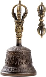 Tibetan Dharma Object Bell and Bajra Set - Alter Pray Singing Bowl Hand Bell Handmade Buddhist Meditation Bell by Himalayan Bazaar (14cm x 7.3cm) - Image 2