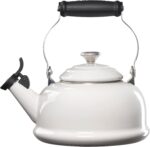 Le Creuset Enamel On Steel Whistling Tea Kettle with Metal Finishes, 1.7 qt., White - Image 3