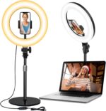 Desk Ring Light with Stand, 10.5'' Selfie Phone Light for Video Recording, Adjustable Circle Ringlight for Computer Laptop Zoom Meeting, Conference Video Calls, Podcast, Streaming, Photography - Image 2
