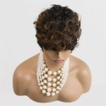 Short Pixie Wigs for Black Women Auburn Pixie Cut Wigs with Bangs Short Curly Wig for Black Women Natural Bowl Cut Wig Synthetic Black and Auburn Wigs for Women 1B/30 Color Pixie Wigs(Ombre Auburn) - Image 3