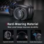 FIFINE Studio Monitor Headphones for Recording-Over Ear Wired Headphones for Podcast Monitoring, Streaming Comfortable Equipment with Detachable Cables 3.5mm or 6.35mm Jack, Black, on PC/Mixer-H8 - Image 7
