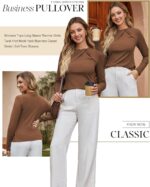 Dokotoo Womens Tops Business Casual Outfits Long Sleeve Shirts Mock Neck Twist Knot Slim Fit Soft Stretch Tees Blouses - Image 5
