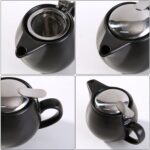 Small Ceramic Teapot With Stainless Steel Infuser, Heat Resistant, Perfect Tea Maker, Black, 350ml/12.0oz - Image 9