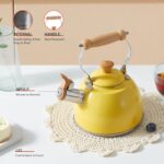ROCKURWOK Tea Kettle, Tea Pot with Cool Touch Ergonomic Handle, Teapot Food Grade Stainless Steel, Tea Kettle Stovetop, Kettle Teapot, Whistling Tea Kettle, Small Tea Kettle, 1.6 Quart (Yellow) - Image 6