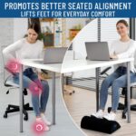 Foot Rest for Under Desk at Work - Memory Foam Office Foot Stool & Under Desk Footrest Leg Elevation Pillow for Gaming & Home Office, Supports Posture - Image 4
