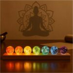 7 Chakra Healing Crystals with LED Wooden Stand – 40mm Natural Gemstone Spheres for Meditation, Reiki, Energy Balance, Night Light & Spiritual Gift for Women Home Decor - Image 2