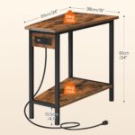 HOOBRO Wedge End Table with Charging Station, Recliner Wedge Side Table with Open Storage Shelves, Industrial Triangle Accent Table for Small Spaces, Corner, Living Room, Rustic Brown BF64UBZ01G1 - Image 4