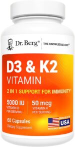 Dr. Berg Maximum Strength 7-in-1 Vitamin D3 K2 5000 IU | Naturally Derived D3 | 4X Lab-Tested & Verified | High Absorption Formula | K2 D3 Vitamin Supplement - 60 Capsules - Image 2