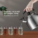 4.2 Quart/4L Stainless Steel Whistling Tea Kettle,Brushed Satin, Suitable to Boiling Water & Tea on Induction Stove, Gas Stove Top - Image 4
