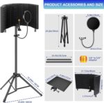 Dmsky Microphone Isolation Shield with Pop Filter & Tripod Stand, Foldable Mic Shield with Triple Sound Insulation, High Density Mic Sound Shield for Recording Studio, Podcasts, Singing, Broadcasting - Image 4