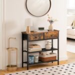 HOOBRO 29.5" Narrow Console Table with 2 Fabric Drawers, Sofa Table, Small Entryway Table with 3-Tier Storage Shelves, Behind Couch Table, for Living Room, Hallway, Rustic Brown and Black BF72XG01 - Image 5