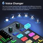 PUPGSIS Gaming Audio Mixer, Audio Interface for PC/Podcast/Streaming, Sound Board with 3.5mm/XLR Mic Input, 48V Phantom Power, Voice Changer, Live Sound Card with DJ Mixer Effects/Bluetooth/4 Channel - Image 6