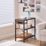 HOOBRO End Table with Charging Station, Simple Rustic Side Table with 3-Tier Storage Shelf, Narrow Nightstand for Small Spaces, for Living Room, Industrial Design, Rustic Brown and Black BF149UBZ01 - Image 6