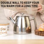 VeoHome Stainless Steel Tea Pot with Infuser - Keeps Heat Thanks to its Double Wall, Silver (0.5 Liter (17 oz))… - Image 4