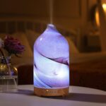 Essential Oil Diffuser Hand Blown Glass Aromatherapy Diffuser - Ultrasonic Cool Mist Scent Aroma Diffuser, Whisper Quiet with Auto Shut-Off, Timer Setting &7 Colors Night Light for Home - Image 9