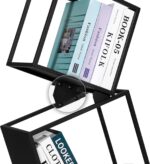 5-Tier Metal Geometric Bookshelf – Modern Narrow Floor Bookcase, Space-Saving Organizer for Living Room, Bedroom, Office, Corner – Black - Image 7