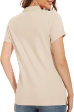 MAGCOMSEN Women's Polo Shirts Cotton 3-Button Short Sleeve Collared Tops Summer Cool Shirt Uniform Casual Shirts - Image 3